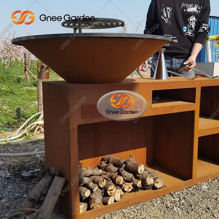 Outdoor Bbq Rusty Corten Steel