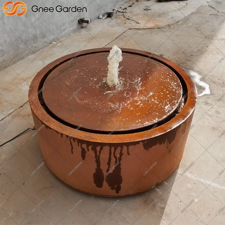 Udendørs Corten vandfunktion med indbygget pumpe