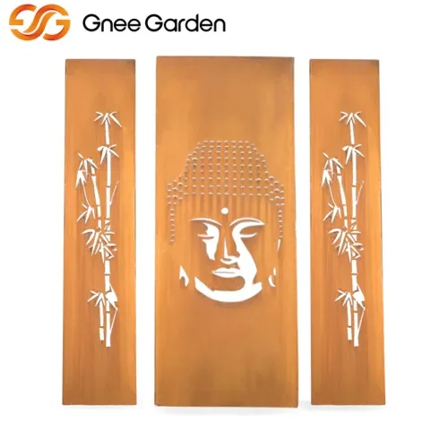 Rustik Corten Outdoor Garden Buddha -skærme